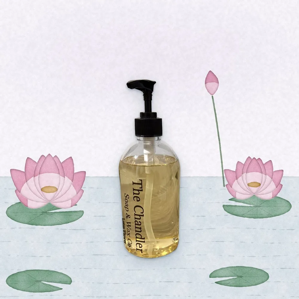 Lotus Flower castile hand soap with watercolour illustrations of its scent notes